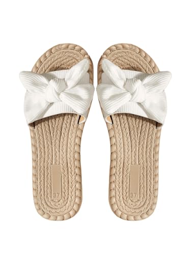Verdusa Women's Bowknot Dressy Casual Open Toe Flat Sandals Summer Slides Slippers