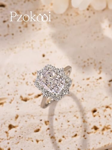 3.0ct Halo Radiant Cut Engagement Ring for Women,Solitaire Sterling Silver Promise Ring for Wedding,Travel,Daily2
