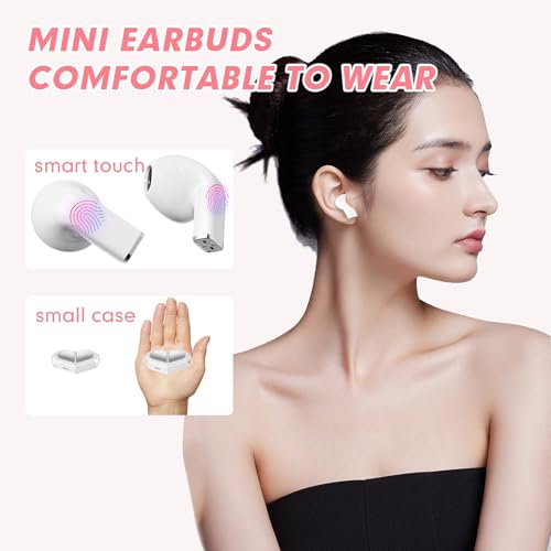 Image of Heart Wireless Earbuds for Girls Kids, Cute Small Mini Tiny Invisible Earbuds Wireless Bluetooth for Small Ears Canals Women Rose Gold Kawai Blue Tooth Ear Buds for iPhone Android