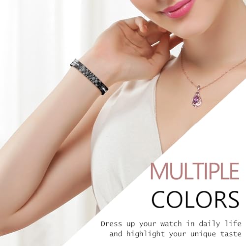 Image of AIRSPO Slim Gold Band Compatible with Apple Watch 38 /40 /41 /42 /44 /45 /46mm Women Metal Dressy Jewelry Bracelet with Bling Diamond for iWatch Series 10-3 /SE (Black, 42 /44 /45 /49 /46mm(Series 10))