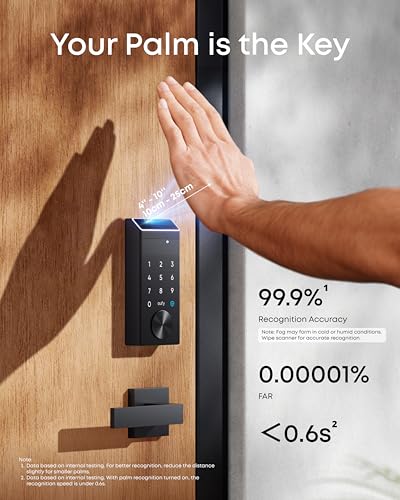 Image of eufy Security Smart Lock FamiLock E34 with Palm Vein Recognition, Keyless Entry Door Lock for Front Door, Wi-Fi Keypad Deadbolt, ANSI /BHMA Grade 1, Auto Lock, IP65 Waterproof, No Monthly Fee
