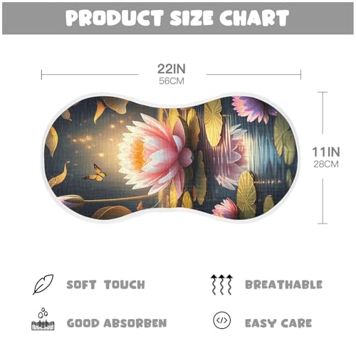 J JOYSAY Butterfly Water Lilies Teal Baby Burp Cloths for Boys Girls Large 22''x11'' Cotton 4 Layer Baby Washcloths for Drool Newborn one sizex22