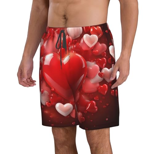 Men's Swim Trunks Quick Dry Bathing Suits Love Red Hearts Beach Board Shorts Swimwear with Pockets2