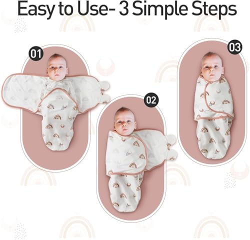 Image of GLLQUEN BABY Swaddles for Newborns 3-6 Months, Adjustable & Easy Fastener | 3-Pack, Organic Cotton Swaddle, Womb-Like Nursery Swaddling Blanket reduces startle reflex, soft and skin-friendly fabric