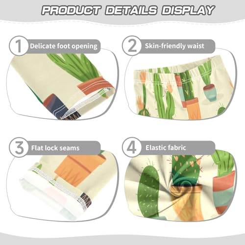 Bolaz Toddler Girls Leggings Printed Yoga Pants Leggings Flowerpot Green Cactus for Kids3