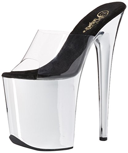 Pleaser Damen FLAMINGO-801 Peeptoe Sandalen, Transparenter CLR SLV Chrom, 37 EU