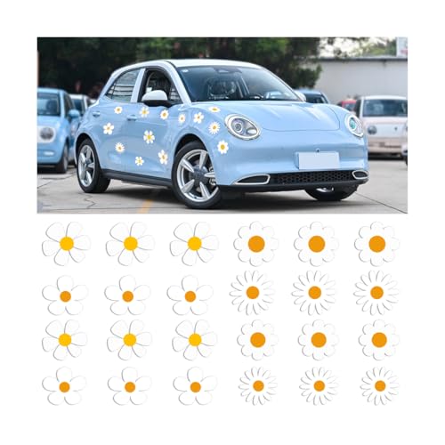 Image of Zpana Car Flower Magnet Decals, 24PCS Magnetic Funny Stickers for Vehicle Bumper Mirror Window, Cute Automotive Exterior Retro Decoration Accessories, Universal for SUV, Truck, RV(Style C)