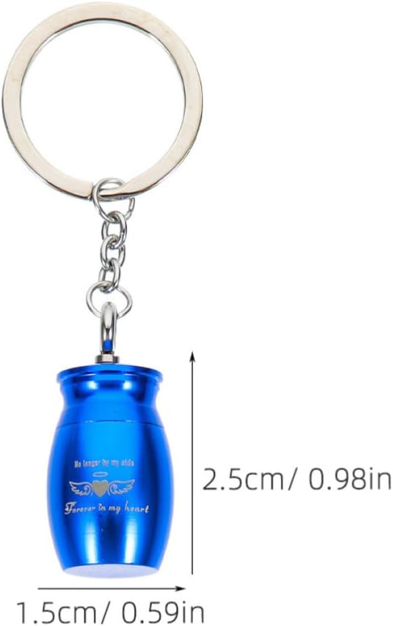 Toddmomy PET Urn Keychain Pendant Blue Metal 2pcs with Unscrewable Lid image 2