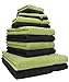 Produktbild Betz 12-tlg. Handtuch Set PREMIUM 100% Baumwolle 2 Duschtücher 4 Handtücher 2 Gästetücher 2 Seiftücher 2 Waschhandschuhe Farbe Graphit/avocadogrün