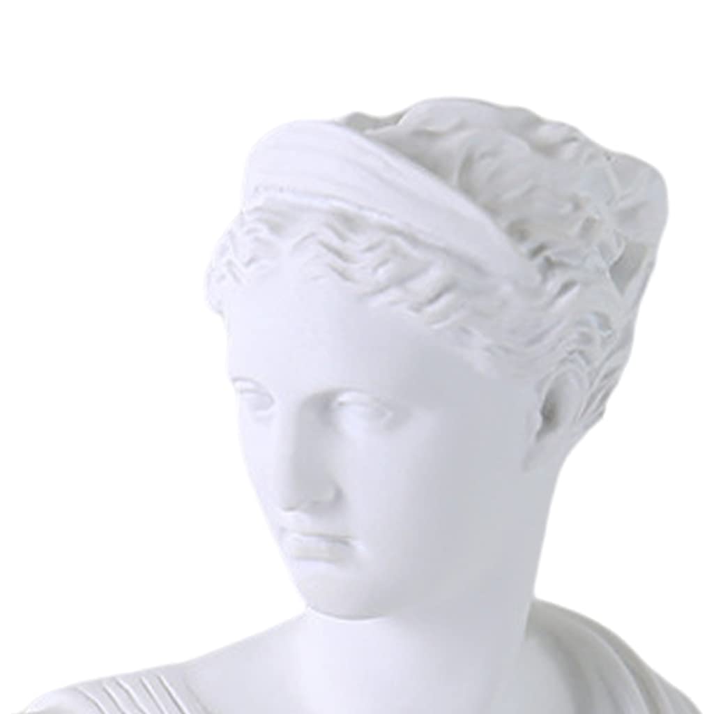 Baoblaze 12 Pouces Classique Grec Diana Buste Statue Ancienne Grecque Sculpture Figurine décor Maison résine Artisanat pour Croquis Pratique, Blanc