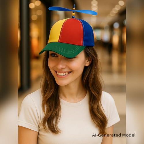 Image of Colorful Helicopter Baseball Cap: Neutral Adjustable Cute Baseball Helicopter Propeller Cap Snapback Cap