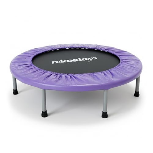 Relaxdays Trampolín Interior Plegable Ø 95 cm hasta 100 kg, Deporte y Gimnasia, Morado