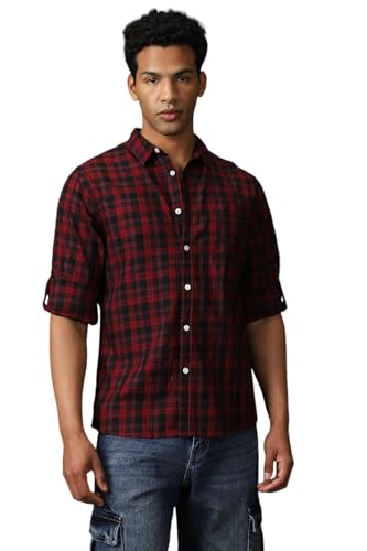 Image of High Star Men Check Cotton Regular Fit Collar Long Sleeve Shirts 35