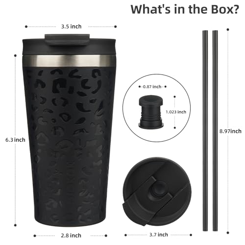 Image of BJPKPK 18 oz Coffee Tumbler with Straw, Insulated Stainless Steel Cup