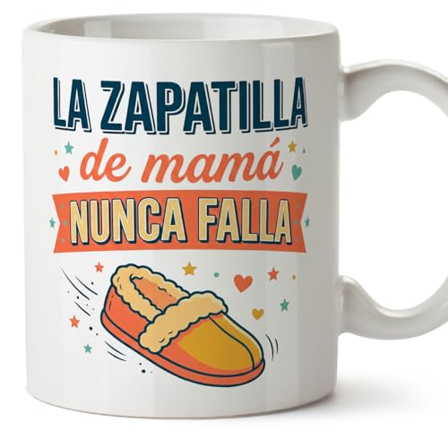 Imagen de MUGFFINS Taza mamá graciosa con frase La zapatilla de mamá nunca falla en Español 330 Ml
