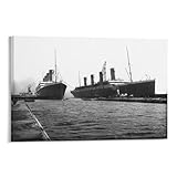 The Last Photo of The Titanic And The Olympic on March 6, 1912, Is A Retro, Nostalgic Art Posters Wall Art Paintings Canvas Wall Decor Home Decor Living Room Decor Aesthetic Prints 24x36inch(60x90cm)