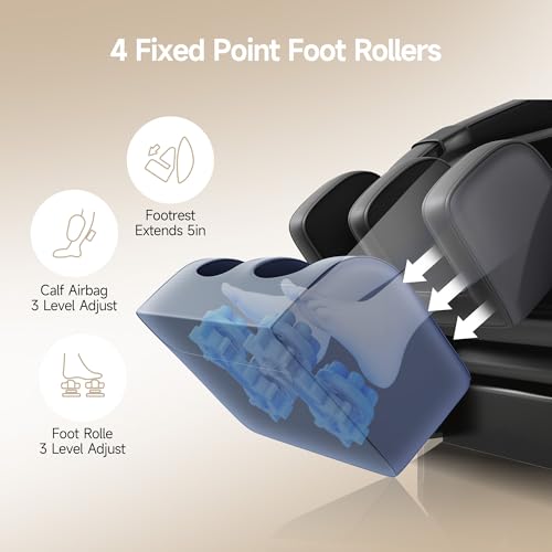 SMAGREHO 2025 Massage Chair Recliner,Full Body Airbag Massage,One Touch Zero Gravity,Foot Roller and Bluetooth,Apply Home and Office,Black