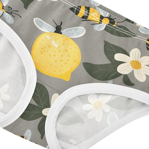 Wusikd Cute Bees Lemons Girls' Underwear Cotton Flowers Girls Briefs Soft Toddler Underwear 2T4