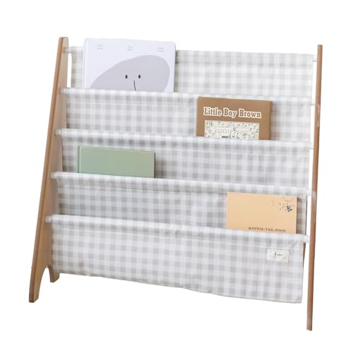 3 Sprouts Librería Infantil Frontal, 35 Libros, Vichy Beige