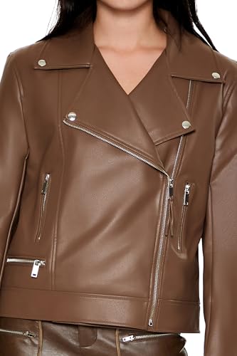 Forever 21 Women's Faux Leather Zip-up Moto Jacket3