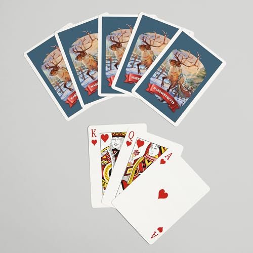 Lantern Press Massachusetts Christmas Sleigh Ride Baraja Poker 52 Cartas miniatura 7