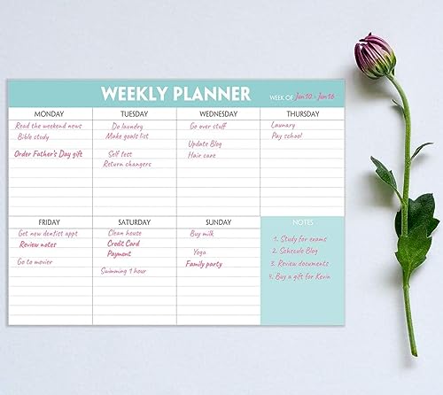 Premify Weekly Planner TO DO List Notepad, Task Pad w/Daily Checklist, Priority Note Sections, Calendar Desk Notebook for Daily Schedule (A4 52 Page Sheets