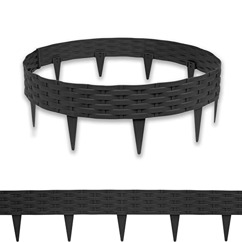 SUBTLETY 5m Beetumrandungen Kunststoff 5 Stück 100x20cm Rattan-Optik...