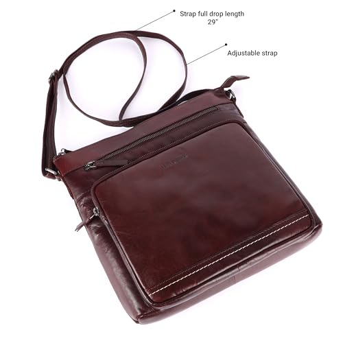 Image of LEDERBUCK Olga Women's Extra-Large Genuine Leather Crossbody Purse - Soft Triple-Zip Shoulder Bag