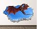 Red Dragon Decal Art Decor 3D Smashed Kids Removable Sticker Mural Nursery Boys Gift BL32 (30