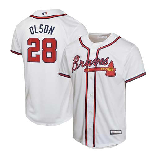 Outerstuff Matt Olson Atlanta Braves MLB Kids Youth 8-20 Home Player Jersey (US, Numeric, Size: 14-16, Regular, White)