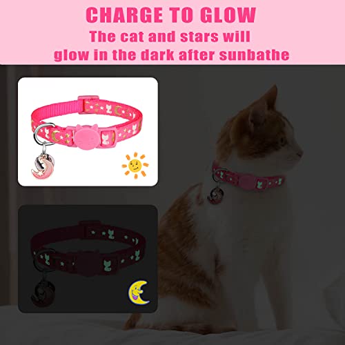 Hinialver 4 pcs cat collars with bell breakaway gold moons and stars adjustable safety kitten collars with charm glow in the dark 4 Hinialver 4 pcs cat collars with bell breakaway gold moons and stars adjustable safety kitten collars with charm glow in the dark - image 5