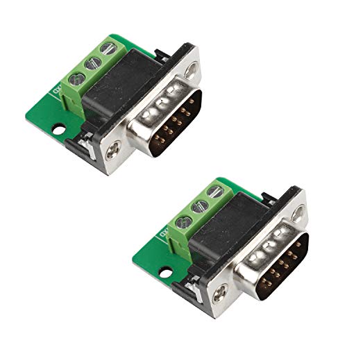 Futheda 2PCS D-sub DB9 Interface Breakout Board Connector 9 Pin 2 Row Male RS-232 Serial Port Solderless Terminal Block Adapter