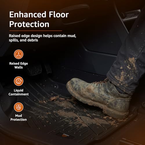 Image of Amazon Basics 5D Custom Fit Car Floor Mats for Baleno | Odor Free Virgin Polymer | All Weather Waterproof Protection | Edge to Edge Coverage | 3 Piece Set