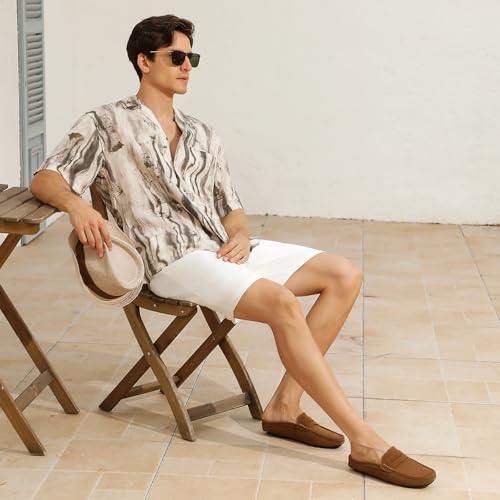 Image of Go Tour Mens Handmade Suede Leather Mules Clog Slippers Breathable Leather Slip on Shoes Casual Loafers