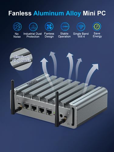 Image of HYSTOU Mini Computers Fanless Firewall: Alder Lake N100 Mini PC Fanless 8GB Ram DDR5 128GB NVMe SSD Firewall Appliance Router for Home