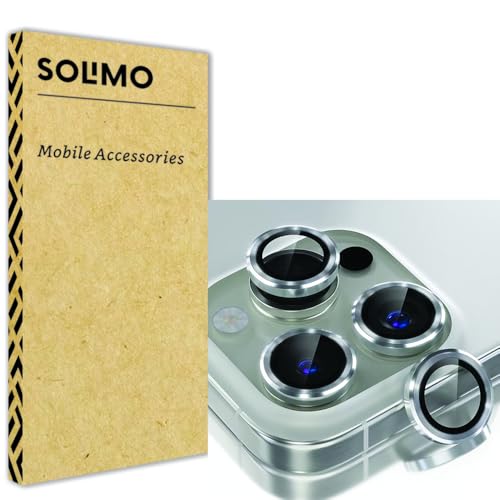 Image of Amazon Brand - Solimo Tempered Glass Camera Lens Protector for iPhone 16 Pro Max (Silver)