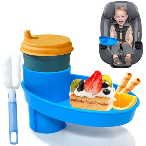 Toddler Travel Tray Kit,Expandable 360° Cup Holder & Trays for Car Booster Seats, and Strollers - Road Trip Essentials for Toddlers