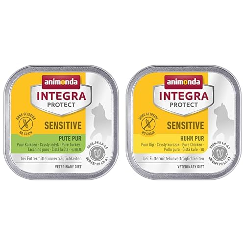 animonda Integra Protect Katze Sensitive, Diät Katzenfutter & animonda Integra Protect Katze Sensitive, Diät Katzenfutter, Nassfutter bei Futtermittelallergie, Pute Pur, 16 x 100 g