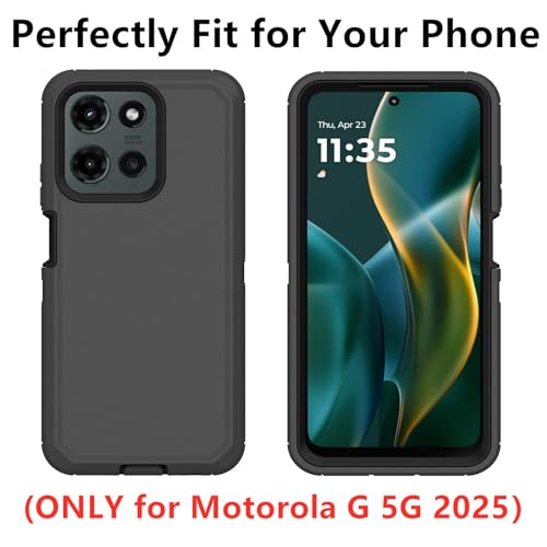 for Motorola Moto G 2025 Case/Moto G 2026 Case/Moto G Play 2026 Case, Heavy Duty Bumper Case Shockproof Dustproof 3 in 1 Rugged Protective Phone Cover (Black) by AZSXLG - Used condition - Image 7