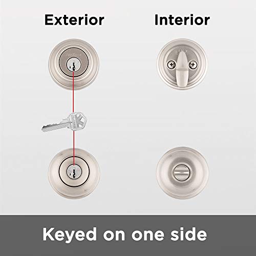 Kwikset Juno Keyed Entry Door Knob And Single Cylinder Deadbolt Combo Pack With Microban Antimicrobial Protection Featuring Smartkey Security In Satin Nickel #TOP2