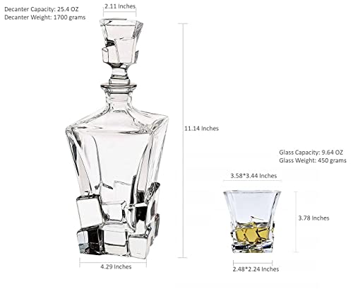 Image of Crystal Clear 7 Pcs Decanter and Glasses Set- Stylish 1 Decanter 800ML and 6 Pcs Glass Set 320ML- Perfect for Whiskey, Scotch, Wine, Vodka, Tequila, Rum
