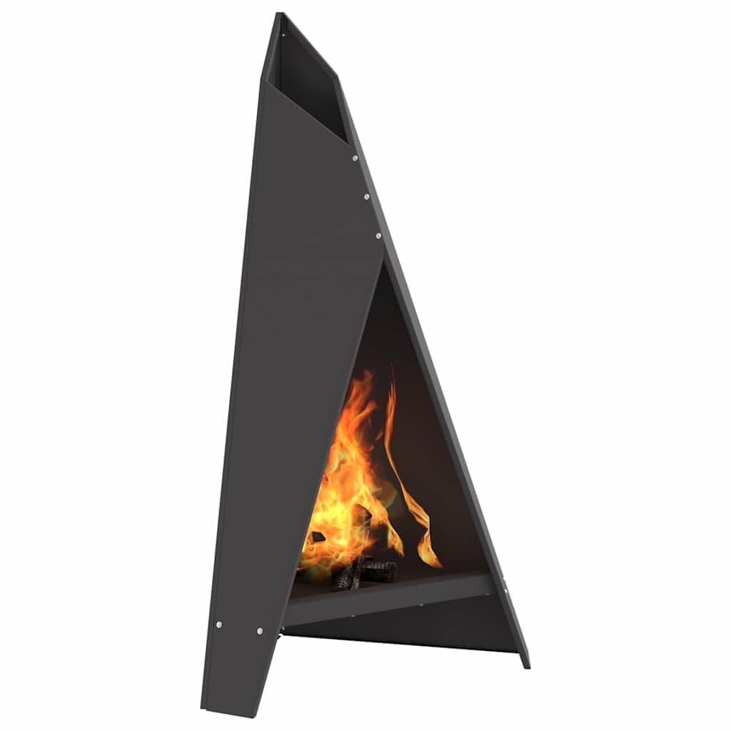 Feuerstelle Schwarz Stahl 58 x 40 x 100 cm rechteckig für Garten Terrasse Outdoor mit großer Kapazität und hitzebeständig für gemütliche Wärme und stilvolle Atmosphäre im Außenbereich