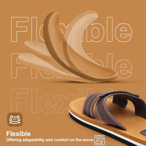 Image of Men's Comfort Slippers with Cross Strap Design | Cushioned Footbed & Shock Absorbing Sole | Lightweight Everyday Wear Slippers for Home, Office & Casual Use