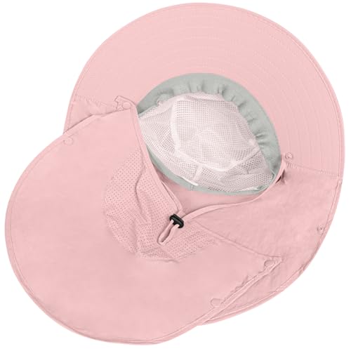 Image of Rosoz Sun Hat for Men Women with Neck Flap,Wide Brim UPF50+ Fishing Hat with Detachable Face Cover Outdoor Sun Protection Hat