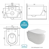 Spülrandloses-Dusch WC mit seitlich eingebauter Einhebelarmatur inkl. Kalt-Warm Wasser Anschluss | Quick-Release D-Form WC-Sitz mit Absenkautomatik + Anschluss-Schläuche für die Düse - 7