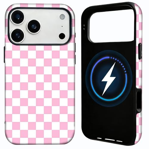Coque iPhone 17 Pro Max MagSafe antichoc à motif damier esthétique