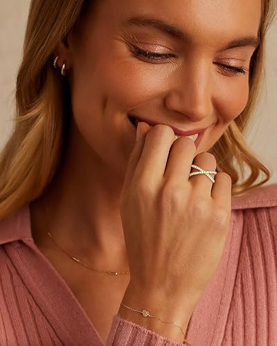 Gold Engagement Rings for Women, Wedding Promise Rings for Her, Diamond Pinky Thumb Eternity Band Jewelry for Couples Non Tarnish Size 5-122