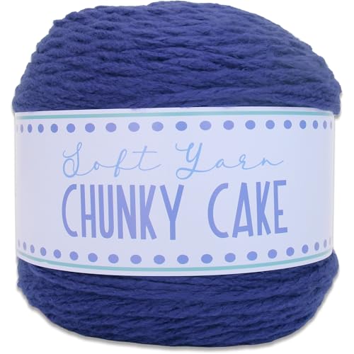 Image of ThreadArt Chunky Yarn Big Cake, 300g (316 Yards - Navy Blue 14 | Super Bulky #6 for Hand Knitting & Crocheting - 100% Soft Acrylic for Blanket Yarn