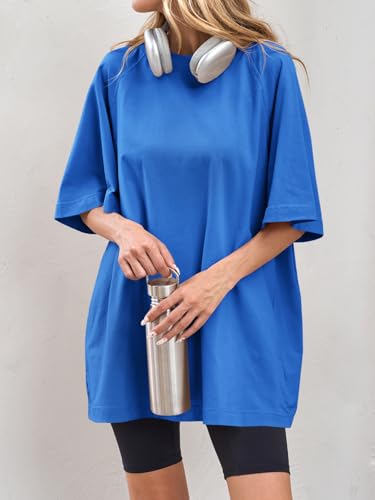 Tankaneo Womens Oversized Tshirts Crew Neck Short Raglan Sleeve Tunic Tops Summer Casual Loose Fit Workout Tee Shirts4