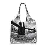 KIPOSTYZTT Bolso de hombro de lona para mujer, con estampado de puente de Brooklyn, bolso de mano para mujer, con asa superior, para compras, trabajo, escuela, viajes, casual, diario